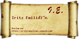 Iritz Emilián névjegykártya